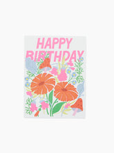 Load image into Gallery viewer, Happy Birthday Note Card with Mushrooms and Florals
