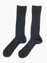 Load image into Gallery viewer, Black Ribbed Socks with Gold Flecks
