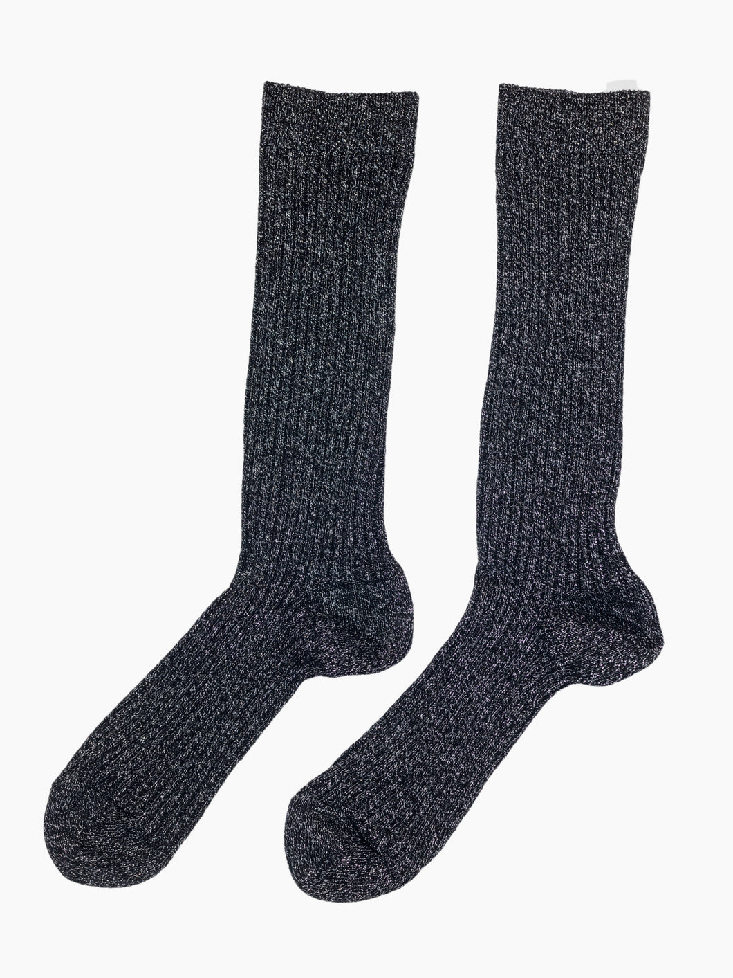 Black Ribbed Socks with Gold Flecks