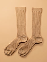Load image into Gallery viewer, Cream Ribbed Socks with Gold Flecks
