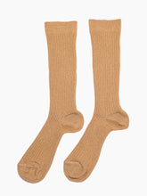 Load image into Gallery viewer, Cream Ribbed Socks with Gold Flecks
